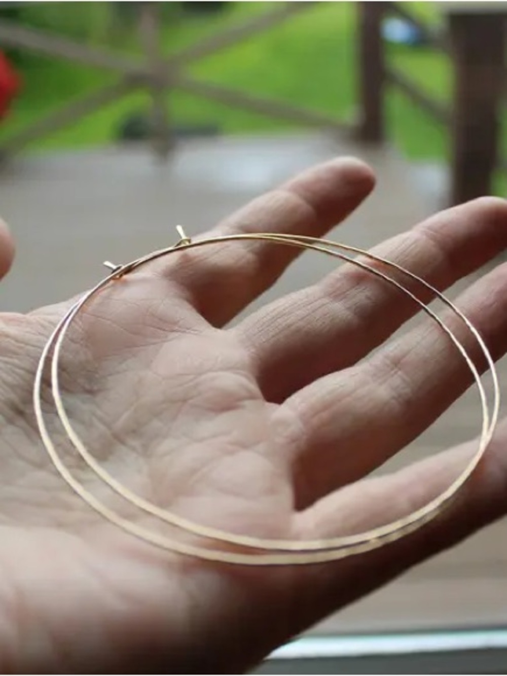 NWT: Rose Gold plated hammered Hoop Earrings - Thin Large Hoops